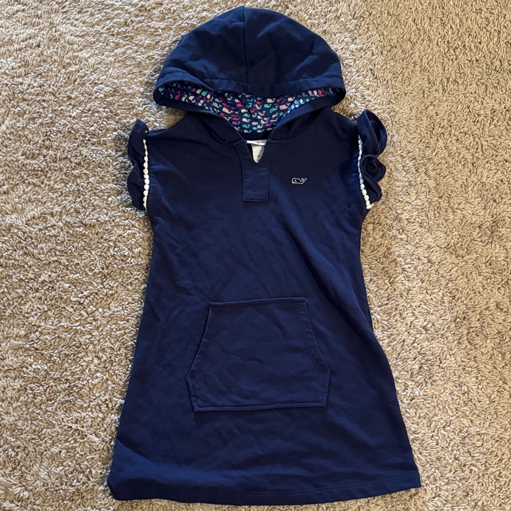 Navy Hooded Dress with Pocket